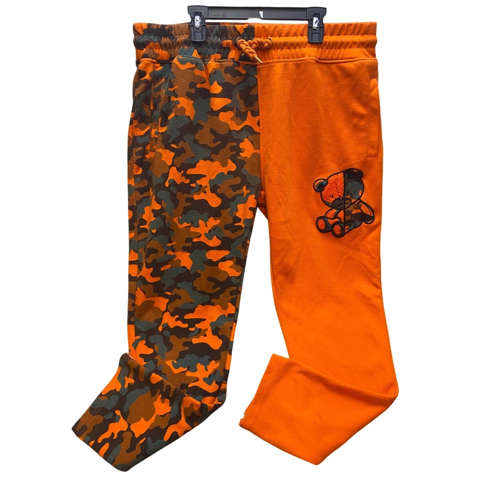 Civilized Pants Womens 2XL Grunge‎ HipHop Color Block Zip Ankle Orange Camo